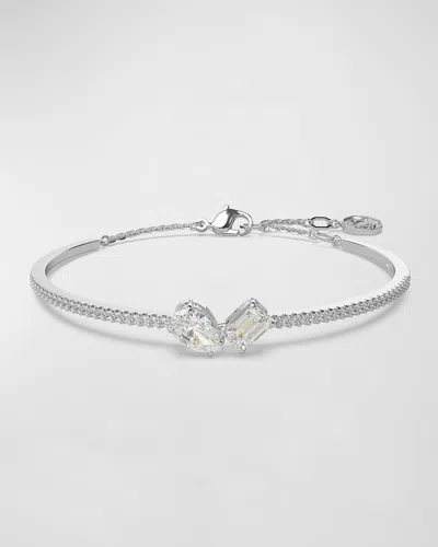 Swarovski Mesmera Rhodium-plated Crystal Bangle Bracelet In Metallic