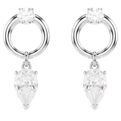 Swarovski Mesmera Rhodium Plated Drop Earrings In Metallic