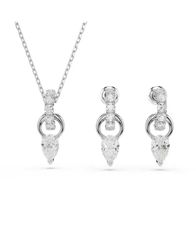 SWAROVSKI MESMERA RHODIUM PLATED EARRINGS AND NECKLACE SET