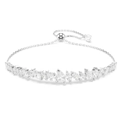 Swarovski Mesmera Rhodium Plated Marquise Cut Bracelet In Silver