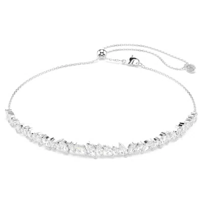 Swarovski Mesmera Rhodium Plated Marquise Cut Choker In Silver