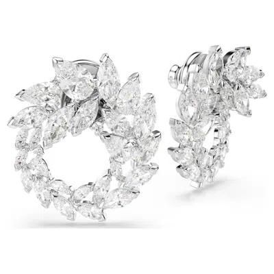 Swarovski Mesmera Rhodium Plated Marquise Cut Earrings In Metallic