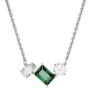 Swarovski Mesmera Rhodium Plated Mixed Cuts Necklace In Green