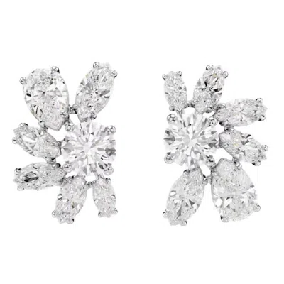 Swarovski Mesmera Rhodium Plated Stud Earrings In White