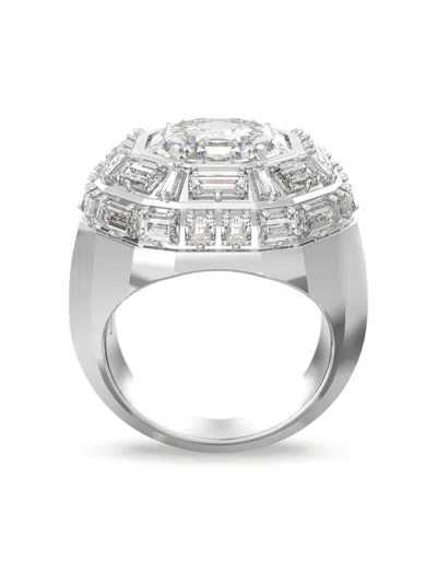 Swarovski Mesmera Mixed Cut Octagon Cocktail Ring In Rhodium Plated In Silver