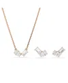 Swarovski Mesmera Rose Gold Tone Plated Earrings And Necklace Set In Gold