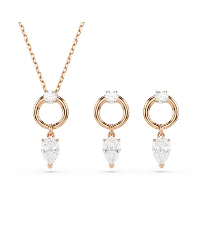 SWAROVSKI MESMERA ROSE GOLD TONE PLATED EARRINGS AND NECKLACE SET