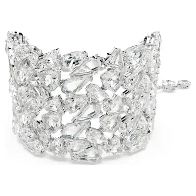 Swarovski Mesmera Soft Bracelet Wide Rhodium Shiny White In Silver Tone