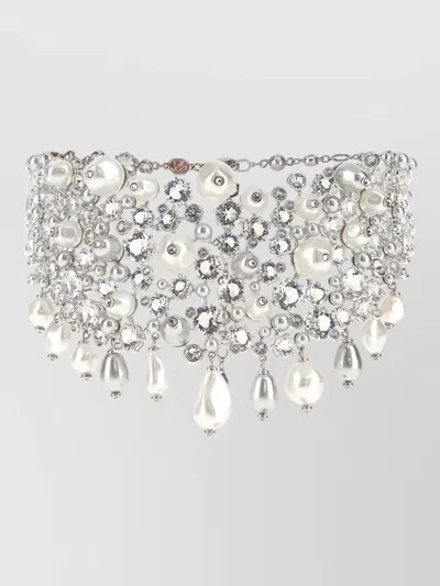 Swarovski Metal Constella Bracelet Adjustable Chain Crystals Pearls In Metallic