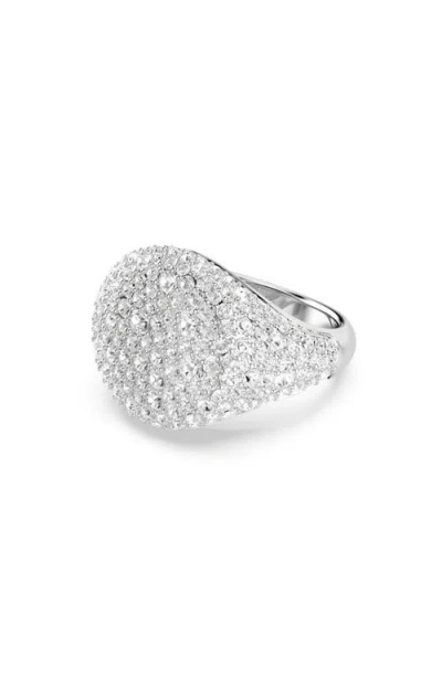 Swarovski White, Rhodium Plated Meteora Cocktail Ring In White Gold