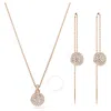 Swarovski Meteora Set Chain Earrings Rose Gold Shiny Crystal In White