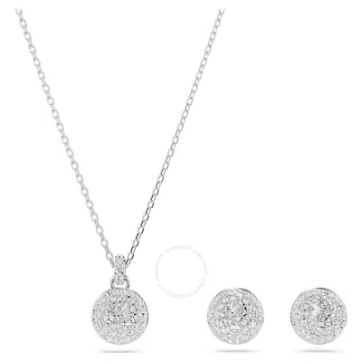 Swarovski Meteora Set Stud Rhodium Shiny Crystal In White