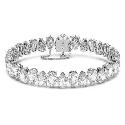 Swarovski Millenia Rhodium-plated Pear-cut Crystal Bracelet In White