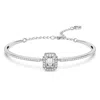 Swarovski Rose Gold-tone Crystal Octagon Halo Bangle Bracelet In White