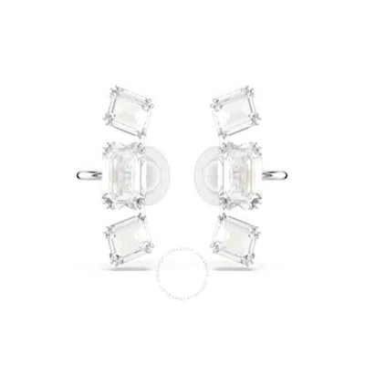 Swarovski Millenia Clip Earrings Rhodium Shiny Crystal Ignite In Grey