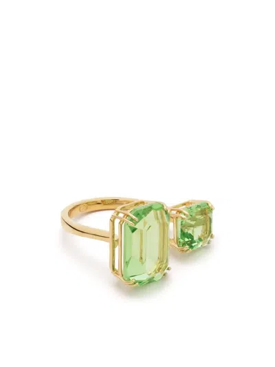 Swarovski Millenia Cocktail Ring Gold Shiny Peridot In Green