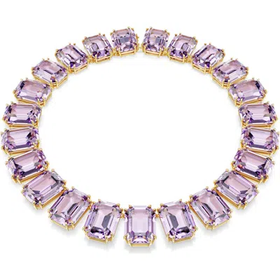 Swarovski Millenia Octagon Cut Purple Gold-tone Plated Tennis Necklace