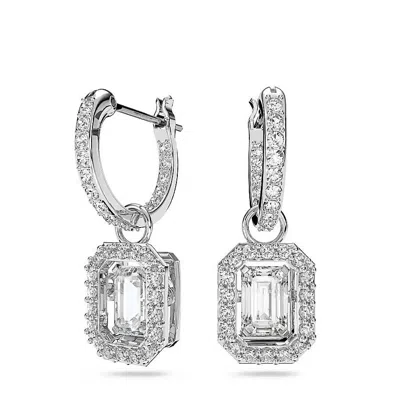 Swarovski Millenia Crystal Drop Hoop Earrings In Silver