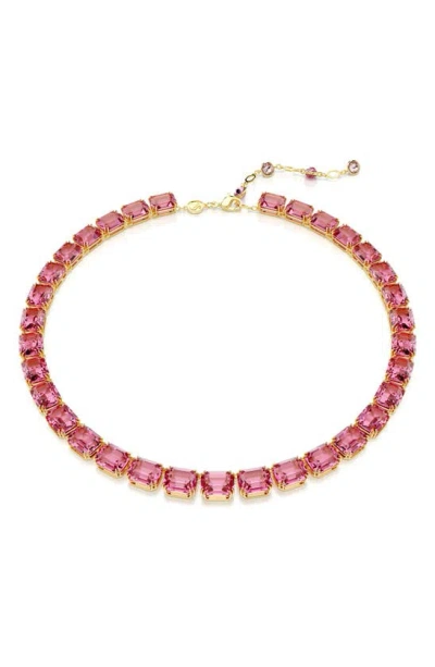 Swarovski Millenia Crystal Tennis Necklace In Pink