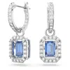 Swarovski Millenia Drop Earrings Octagon Cut Blue Rhodium Plated In Blue