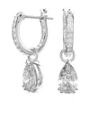 Swarovski Millenia Pear Crystal Drop Huggie Hoop Earrings
