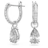 Swarovski Millenia Pear Crystal Drop Huggie Hoop Earrings In White