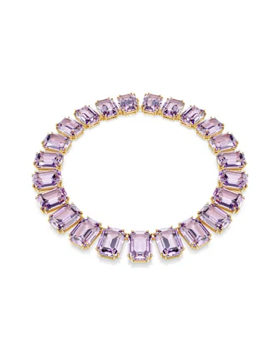 SWAROVSKI MILLENIA OCTAGON CUT PURPLE GOLD-TONE PLATED TENNIS NECKLACE