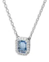 Swarovski Millenia Octagon Cut  Zirconia Necklace In Blue/silver
