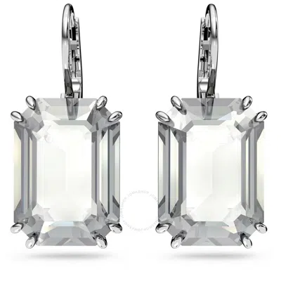 Swarovski Millenia Pierced Earrings Rhodium Shiny Crystal Ignite In Grey
