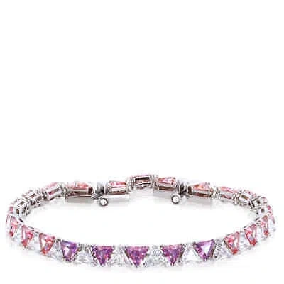 Pre-owned Swarovski Millenia Pink Rhodium Plated Triangle Cut Bracelet