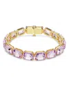 Swarovski Millenia Octagon Cut Purple Gold-tone Plated Tennis Bracelet In Gold