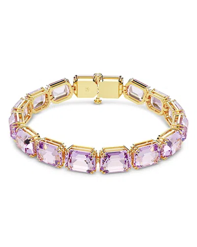 Swarovski Millenia Purple Octagon Crystal Tennis Bracelet In Pink