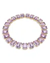 Swarovski Gold-tone Plated Purple Millenia Tennis Necklace In Pink