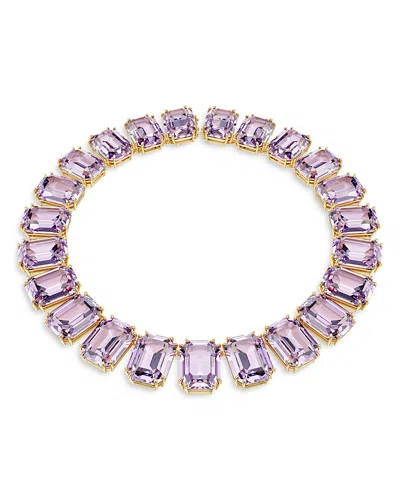 SWAROVSKI MILLENIA PURPLE OCTAGON CRYSTAL TENNIS NECKLACE, 14.125-15.375