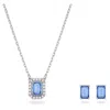 Swarovski Silver-tone Millenia Blue Crystal Stud Earrings & 14-7/8" Pendant Necklace Set In Blue