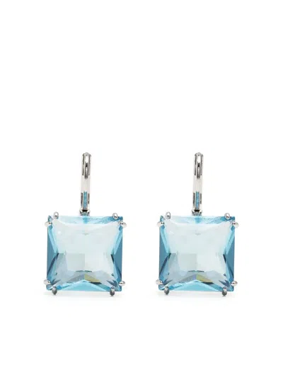 Swarovski Ladies Millenia Square Cut Blue Crystal Drop Earrings