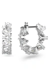 Swarovski Millenia Triangle Cubic Zirconia Hoop Earrings In Silver