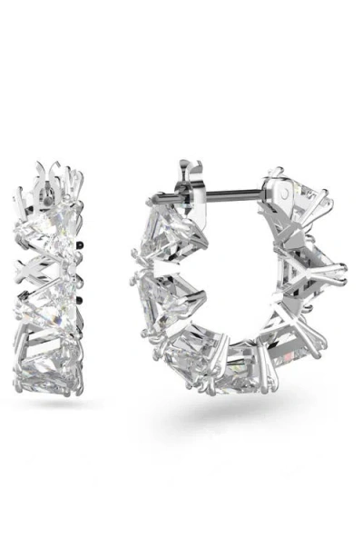 Swarovski Millenia Triangle Cubic Zirconia Hoop Earrings In Silver