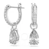 Swarovski Millenia Pear Crystal Drop Huggie Hoop Earrings In White/silver Tone