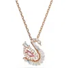 Swarovski Mixed Cut Swan Pendant Necklace In Pink