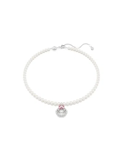 Swarovski Mixed Cuts, Crystal  Imitation Pearls, Shell, Pink, Rhodium Plated Idyllia Pendant Necklace