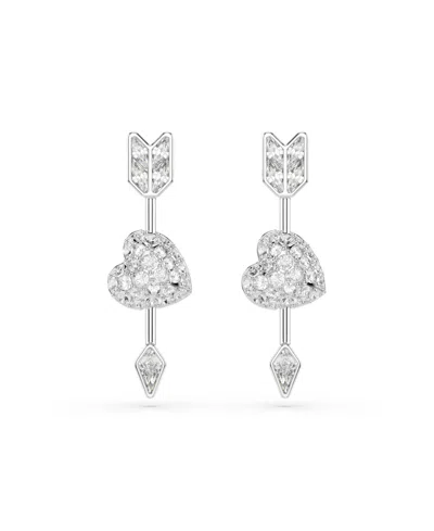 Swarovski Idyllia Heart With Arrow Drop Earrings In Metallic