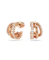Swarovski Mixed Cuts, Mini, White, Rose Gold-tone Plated Hyperbola Hoop Earrings In Rose Gold