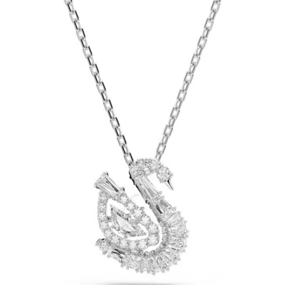 Swarovski Mixed Cuts Swan Pendant Necklace In White