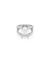 Swarovski Mixed Cuts Rhodium Plated Hyperbola Cocktail Ring In Silver