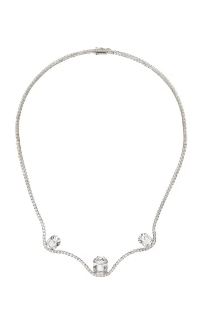 Swarovski Moda Exclusive Octagon Collection 18k White Gold Necklace With Laboratory Grown Diamonds In Metallic