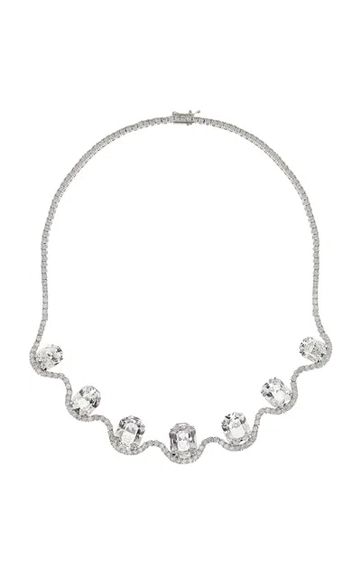 Swarovski Moda Exclusive Octagon Collection 18k White Gold Necklace With Laboratory Grown Diamonds In Silver