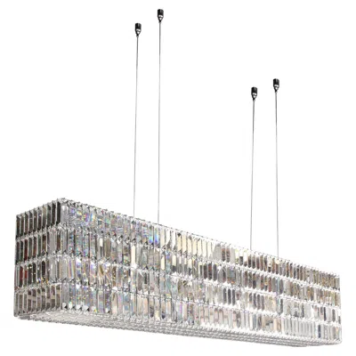 Pre-owned Swarovski Modernist Glitterbox Chandelier In Crystal And Polished Chrome By  In Transparent