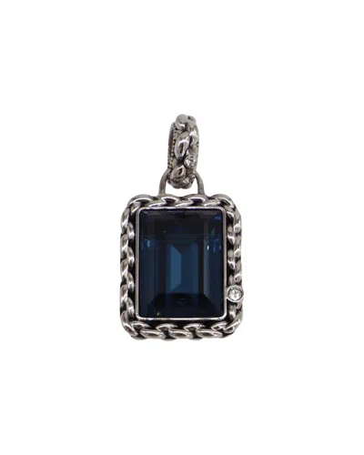 Swarovski Mont Crystal Enhancer Pendant In Silver Metal In Blue