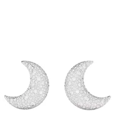 Swarovski Moon Rhodium Plated Luna Clip Earrings In Metallic